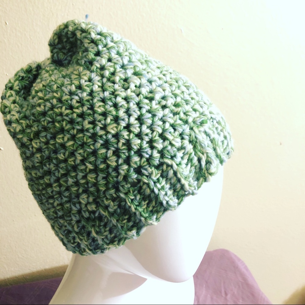 Homemade lime green hat
